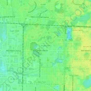 Mapa topográfico Ansley Park, altitude, relevo