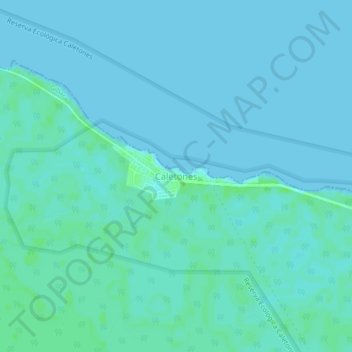 Mapa topográfico Caletones, altitude, relevo