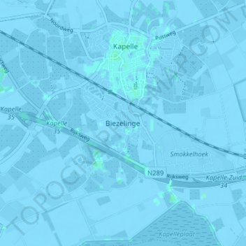 Mapa topográfico Biezelinge, altitude, relevo