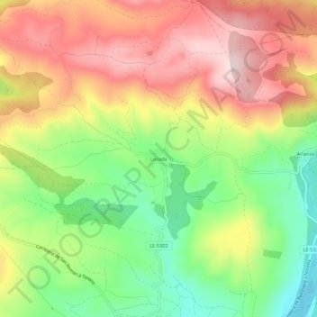 Mapa topográfico Losada, altitude, relevo