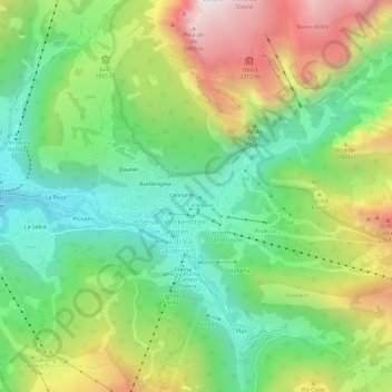 Mapa topográfico La Vila, altitude, relevo