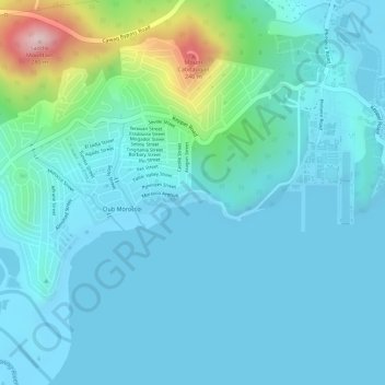 Mapa topográfico Aplaya Del Subic, altitude, relevo