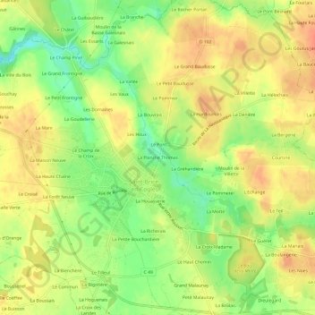 Mapa topográfico La Planche Thomas, altitude, relevo