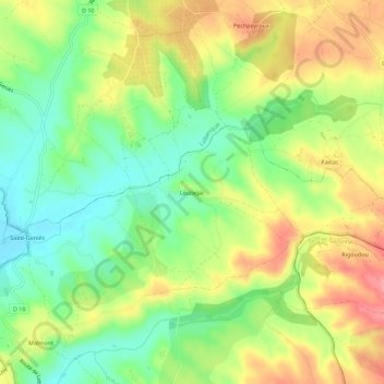 Mapa topográfico Loubejac, altitude, relevo