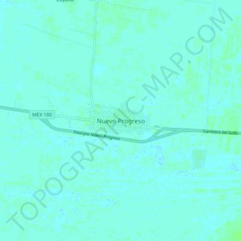 Mapa topográfico Nuevo Progreso, altitude, relevo