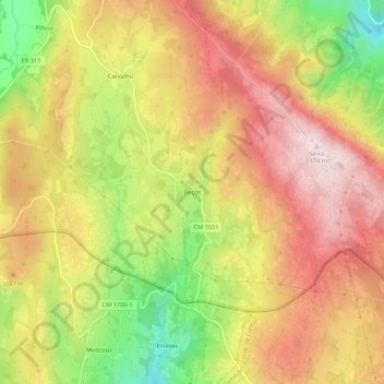 Mapa topográfico Beçós, altitude, relevo