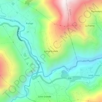 Mapa topográfico Loma Grande, altitude, relevo
