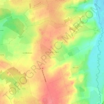 Mapa topográfico Le Breuil-Bourgoin, altitude, relevo