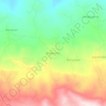 Mapa topográfico Malausma, altitude, relevo