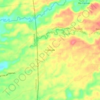 Mapa topográfico Colonape, altitude, relevo