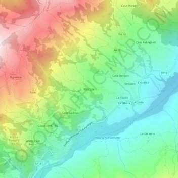 Mapa topográfico Mossale, altitude, relevo