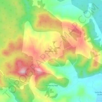 Mapa topográfico Monterrey Alto, altitude, relevo