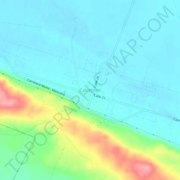 Mapa topográfico Calcehtok, altitude, relevo