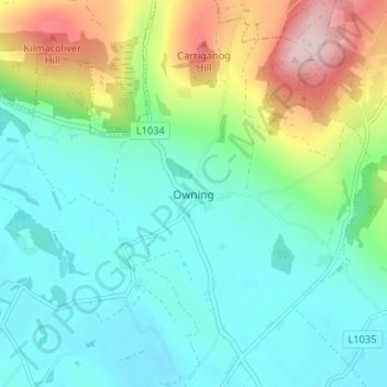 Mapa topográfico Owning, altitude, relevo