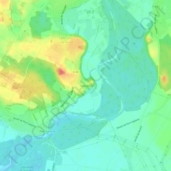 Mapa topográfico Gourdan, altitude, relevo