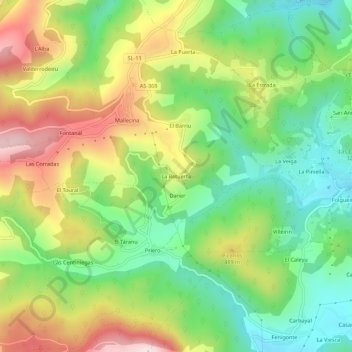 Mapa topográfico La Retuerta, altitude, relevo
