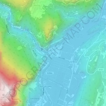 Mapa topográfico Sarche, altitude, relevo