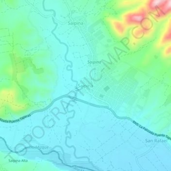 Mapa topográfico Saipina, altitude, relevo