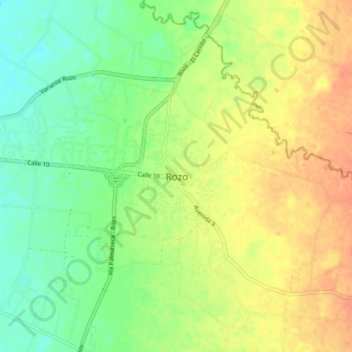 Mapa topográfico Rozo, altitude, relevo