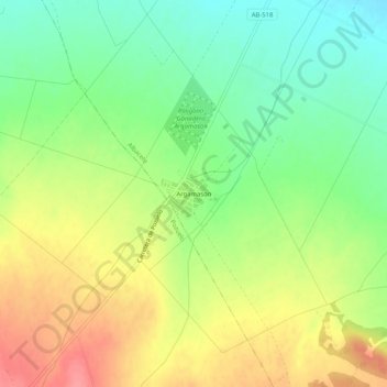 Mapa topográfico Argamasón, altitude, relevo