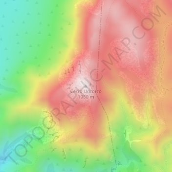 Mapa topográfico Cerro Uritorco, altitude, relevo