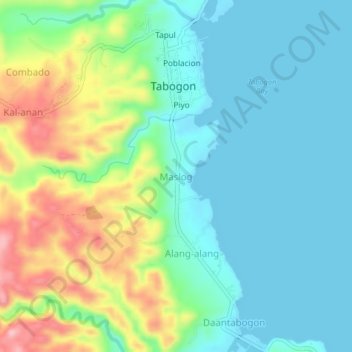 Mapa topográfico Maslog, altitude, relevo