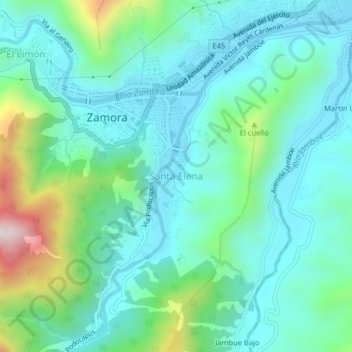 Mapa topográfico Santa Elena, altitude, relevo