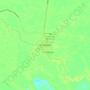 Mapa topográfico Arismendi, altitude, relevo