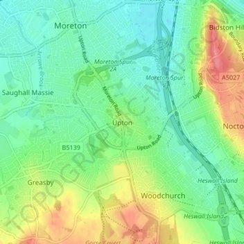 Mapa topográfico Upton, altitude, relevo