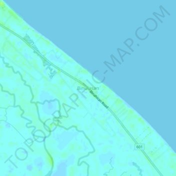 Mapa topográfico Binulasan, altitude, relevo