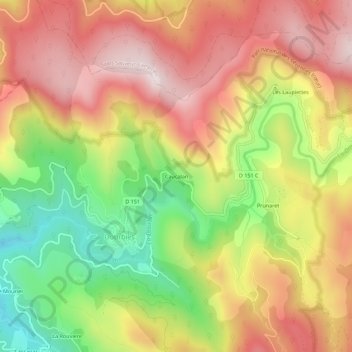 Mapa topográfico Caucalan, altitude, relevo