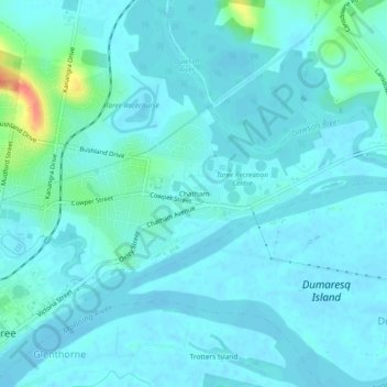 Mapa topográfico Chatham, altitude, relevo