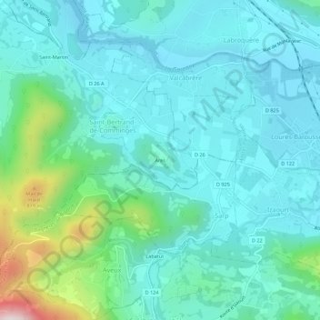 Mapa topográfico Ares, altitude, relevo