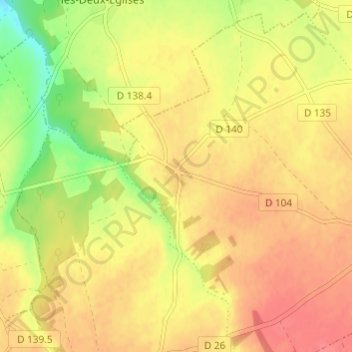 Mapa topográfico Moreaulieu, altitude, relevo