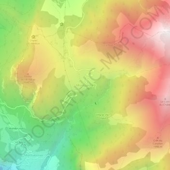 Mapa topográfico Montpascal, altitude, relevo