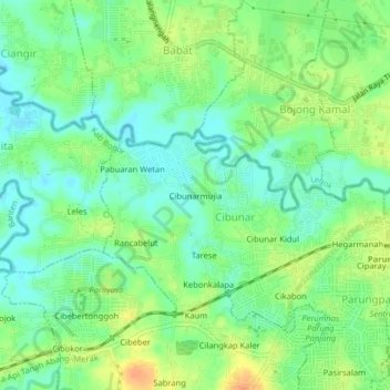 Mapa topográfico Cibunarmujia, altitude, relevo