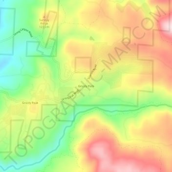 Mapa topográfico Grizzly Flat, altitude, relevo