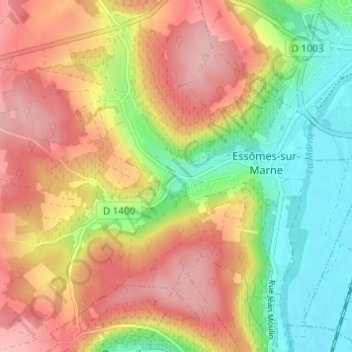 Mapa topográfico Montcourt, altitude, relevo