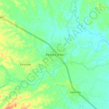Mapa topográfico Pedro Carbo, altitude, relevo