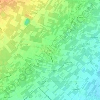 Mapa topográfico Quaderni, altitude, relevo
