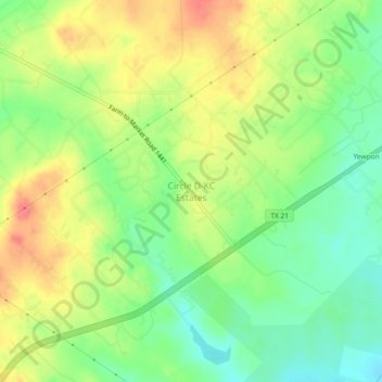 Mapa topográfico Circle D-KC Estates, altitude, relevo