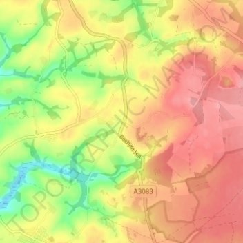 Mapa topográfico Cross Lanes, altitude, relevo