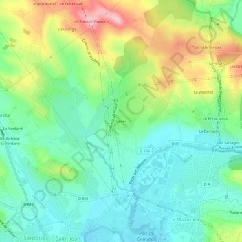 Mapa topográfico Véries, altitude, relevo