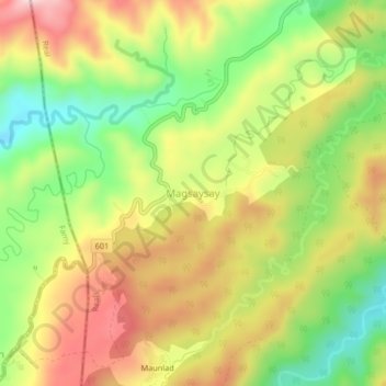 Mapa topográfico Magsaysay, altitude, relevo