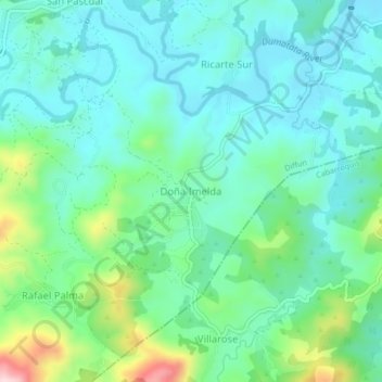 Mapa topográfico Doña Imelda, altitude, relevo