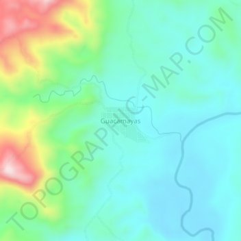 Mapa topográfico Guacamayas, altitude, relevo