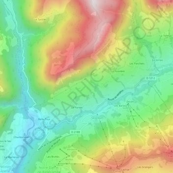 Mapa topográfico La Fougère, altitude, relevo