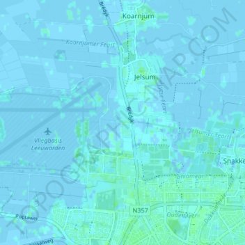 Mapa topográfico Groote Bontekoe, altitude, relevo