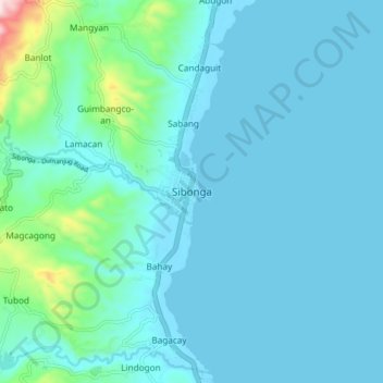 Mapa topográfico Sibonga, altitude, relevo