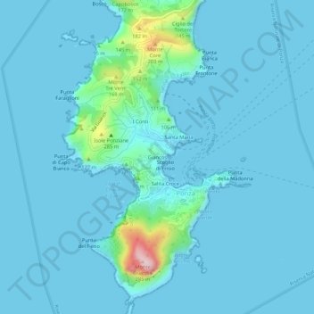 Mapa topográfico Giancos, altitude, relevo